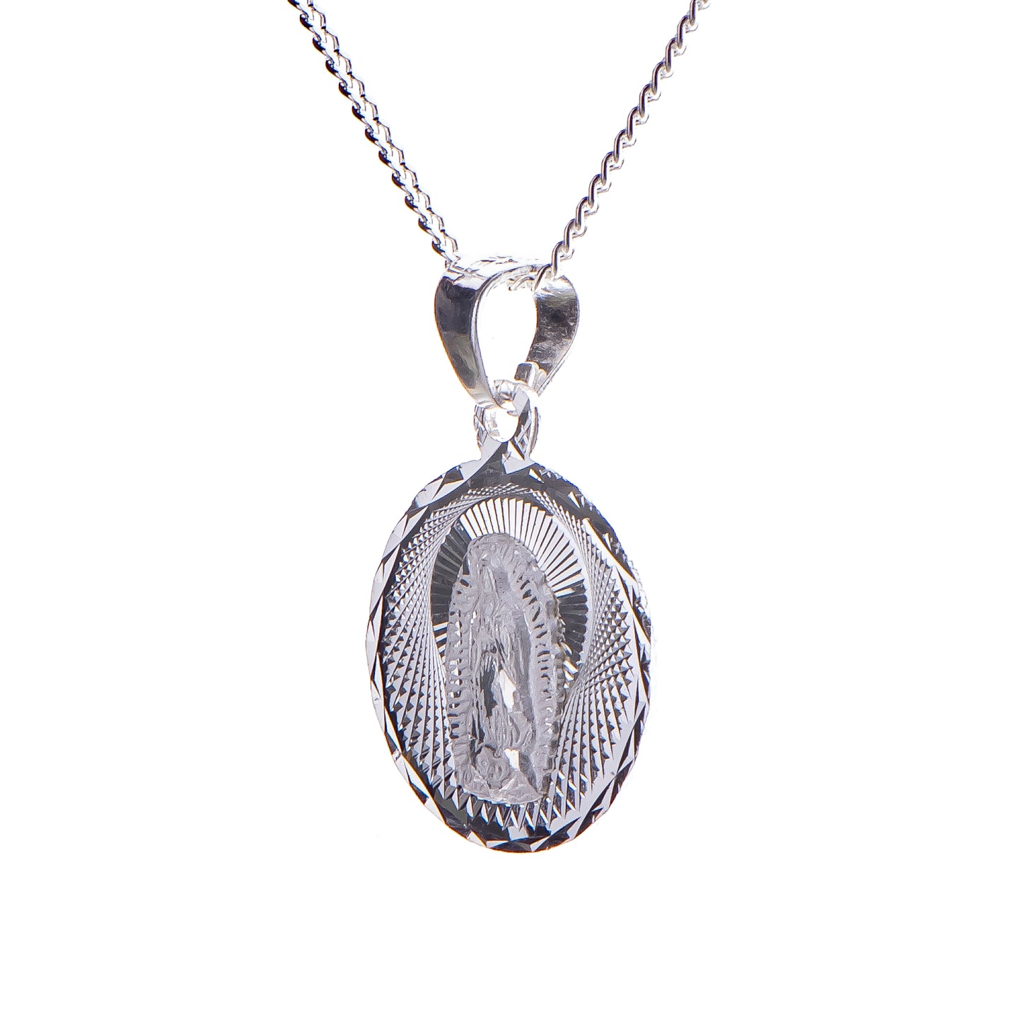 Medalla Virgen de Guadalupe con cadena - Plata esterlina 925