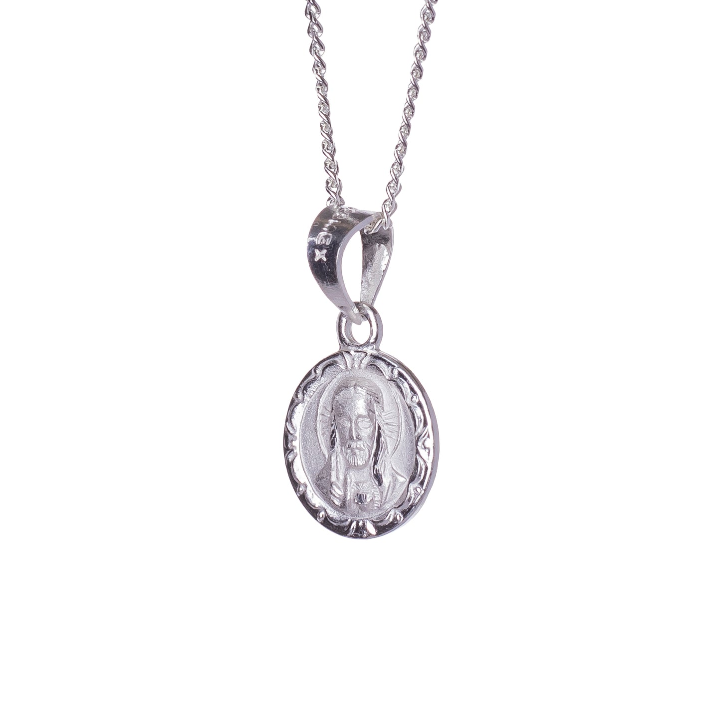 Medalla Sagrado Corazón de Jesús con cadena - Plata 925