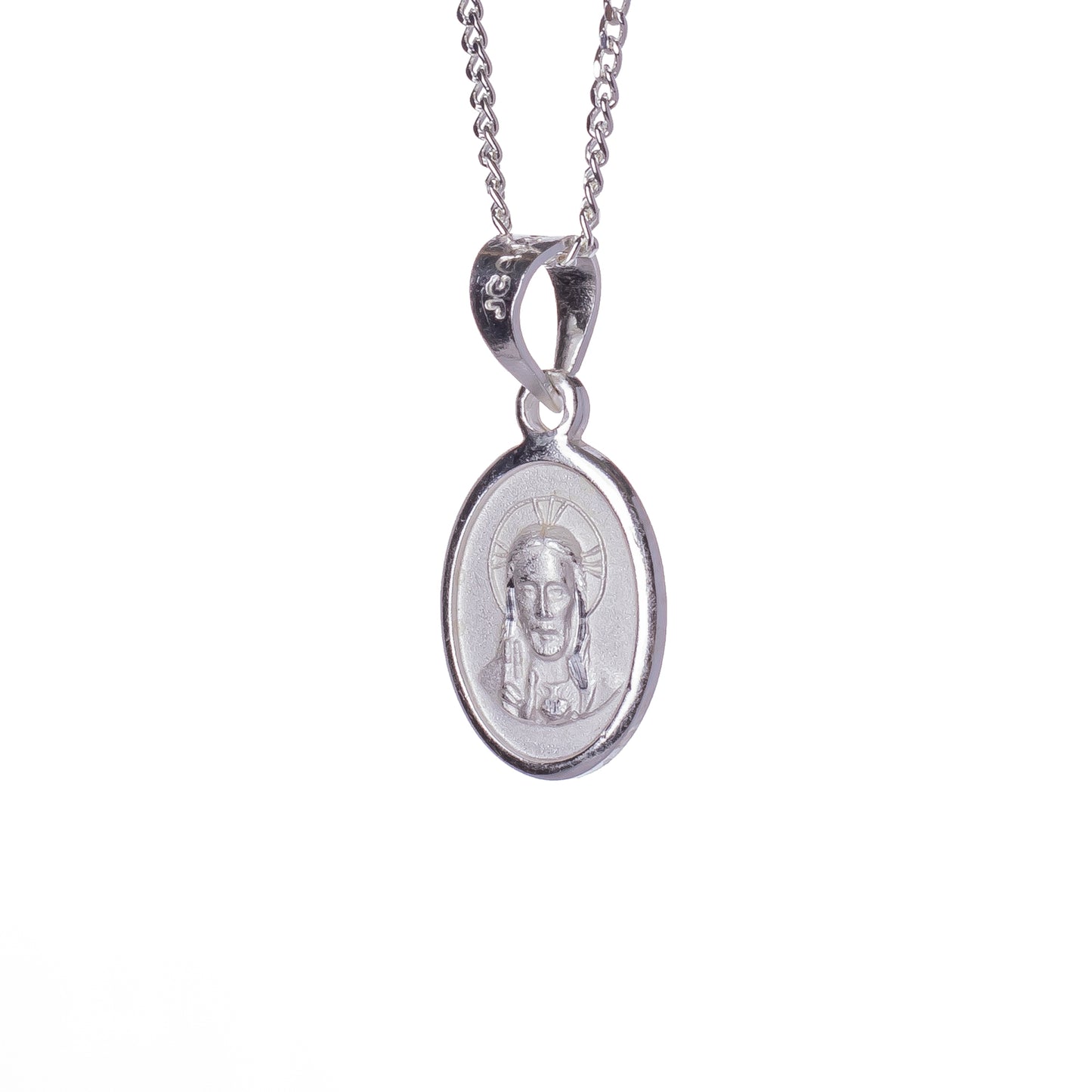 Medalla Sagrado Corazón de Jesús con cadena- Plata 925