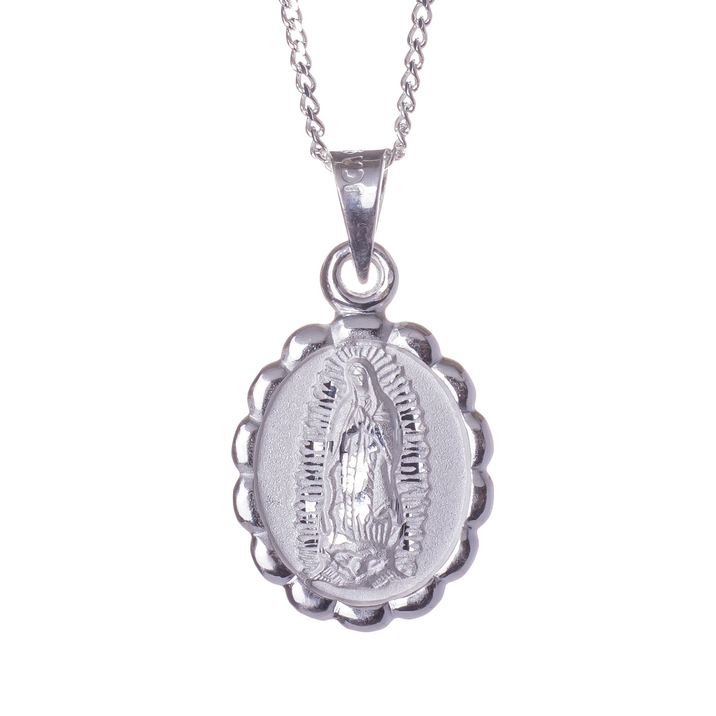 Medalla Virgen de Guadalupe con cadena - Plata esterlina 925 - Modelo Verona