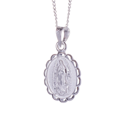 Medalla Virgen de Guadalupe con cadena - Plata esterlina 925 - Modelo Verona