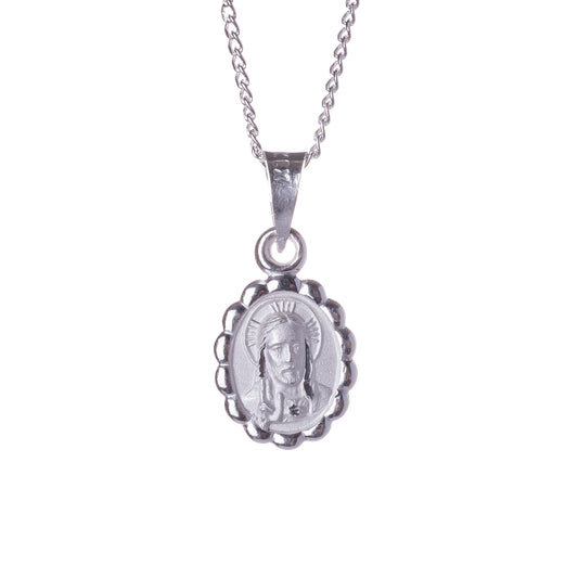 Medalla Sagrado Corazón de Jesús con cadena - Plata 925