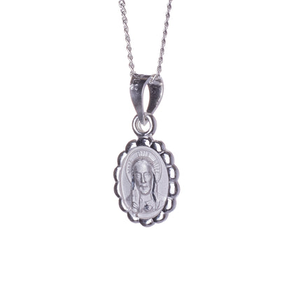 Medalla Sagrado Corazón de Jesús con cadena - Plata 925