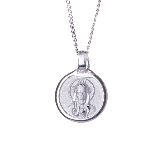 Medalla Sagrado Corazón de Jesús con cadena - Plata 925