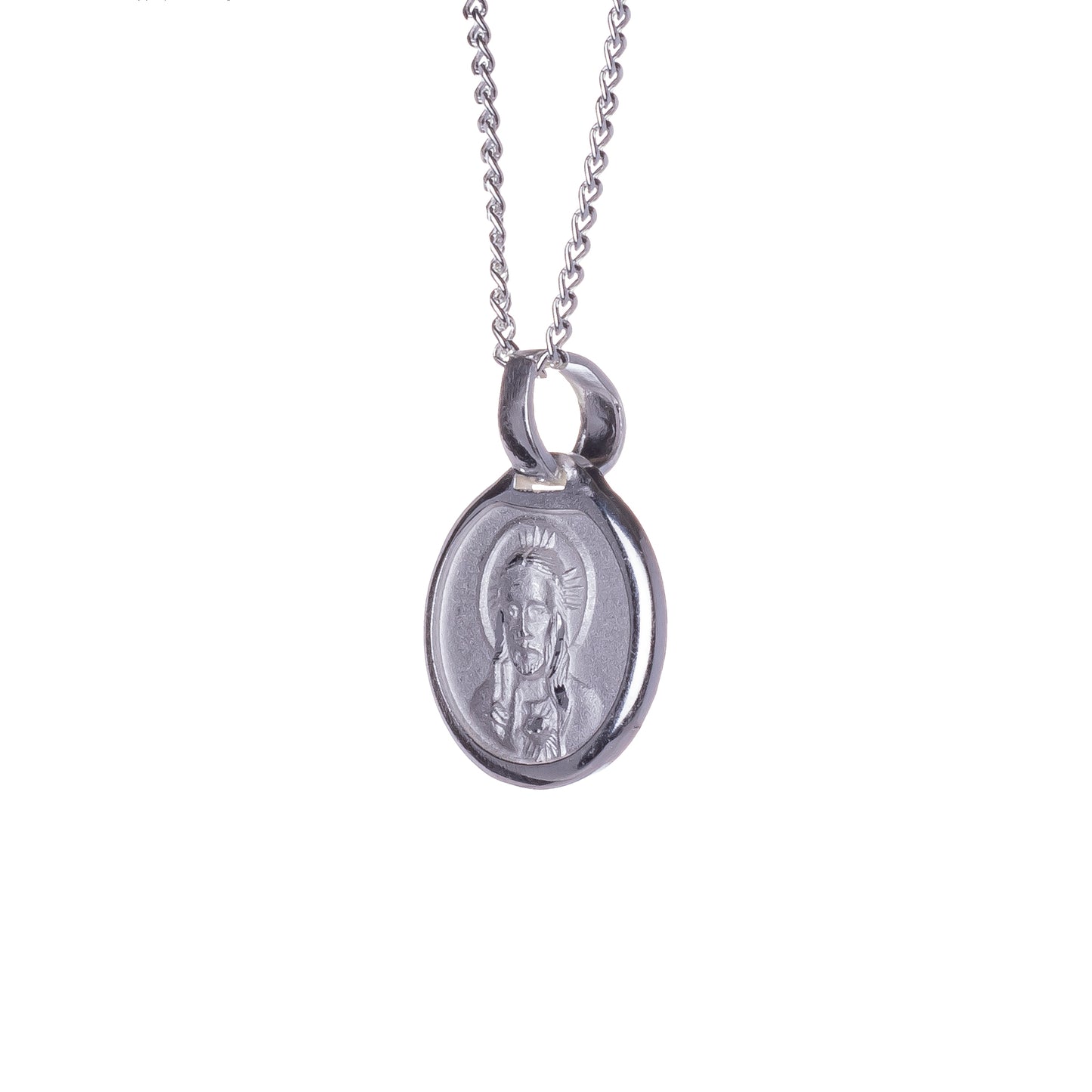 Medalla Sagrado Corazón de Jesús con cadena - Plata 925