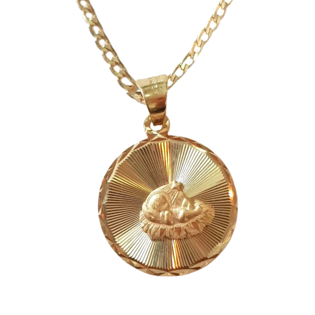 Medalla Bebé Bautizo (Espíritu Santo) con cadena - Oro 14k Laminado