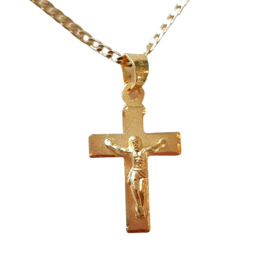 Cruz Cristo con cadena - Oro 14K Laminado - Modelo C-7