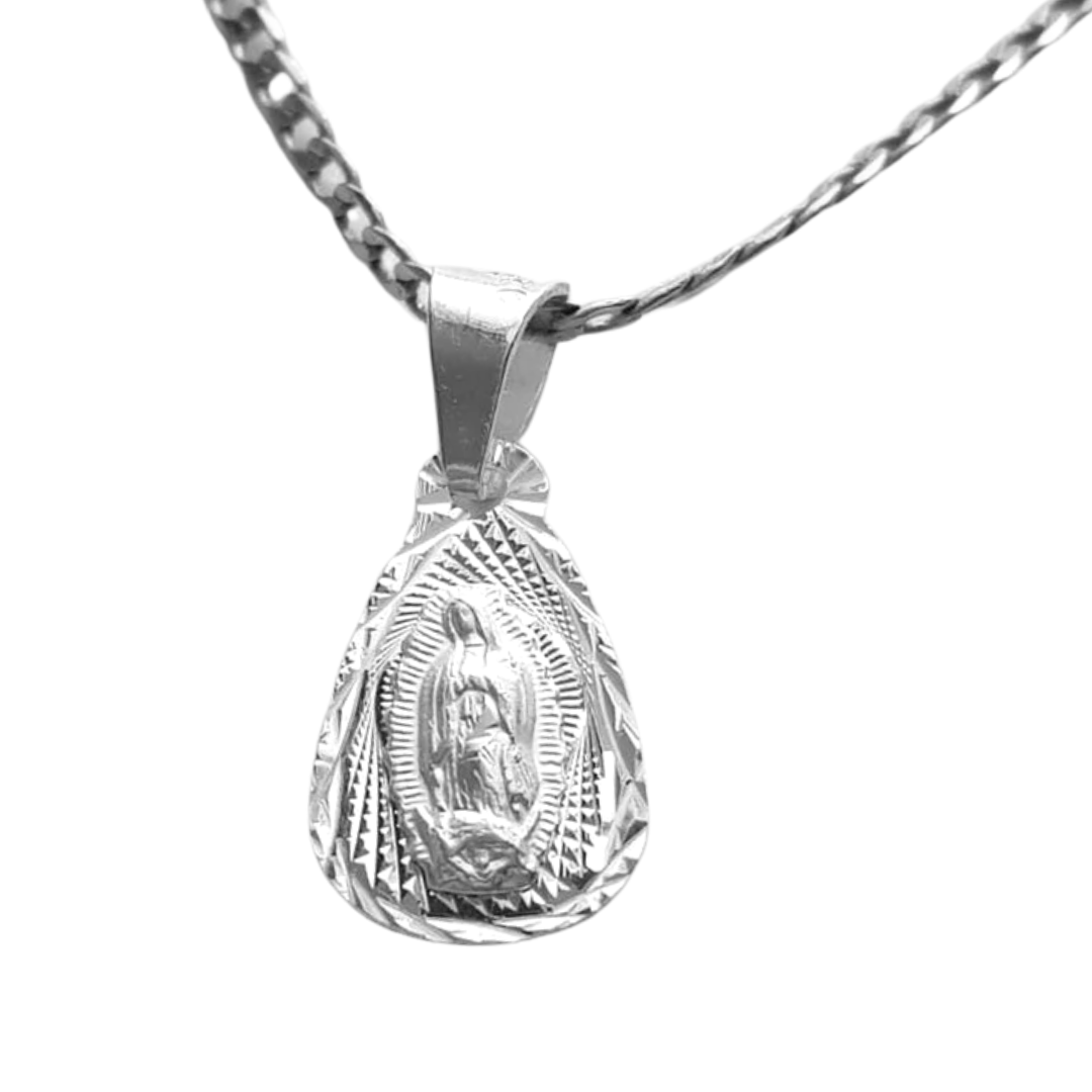 Medalla Gota Virgen de Guadalupe con cadena - Oro 14K laminado