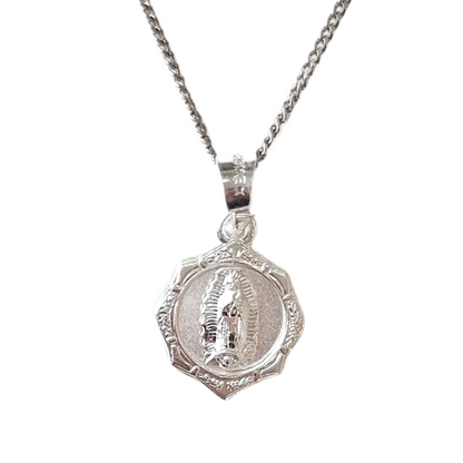 Medalla Virgen de Guadalupe con cadena - Plata esterlina 925