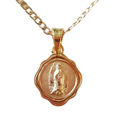 Medalla Virgen de Guadalupe con cadena - Oro 14k laminado - Florencia