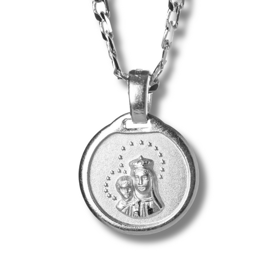 Medalla Virgen del Carmen con cadena - Plata esterlina 925