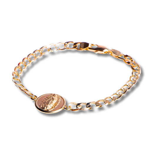 Pulsera Virgen de Guadalupe redonda - Oro 14k laminado