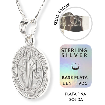 Medalla San Benito con cadena - Plata 925