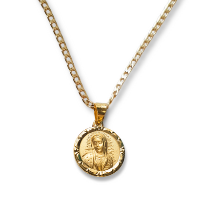 Medalla Rostro Virgen de Guadalupe con cadena - Oro 14k Laminado - Modelo BA16