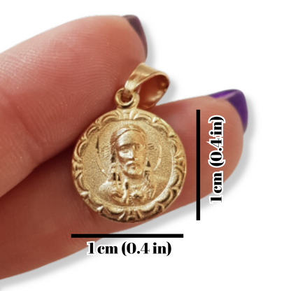 Medalla escapulario Virgen Guadalupe y Sagrado Corazón - Oro 14K Laminado