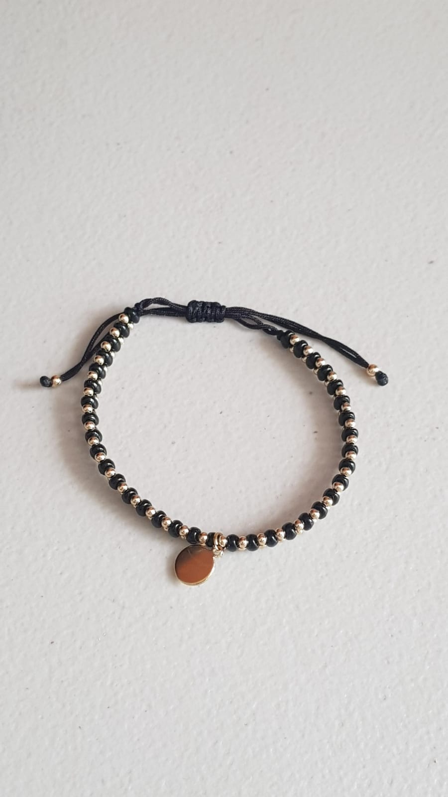 Pulsera negra de cuentas Virgen de Guadalupe - Baño de oro Tricolor