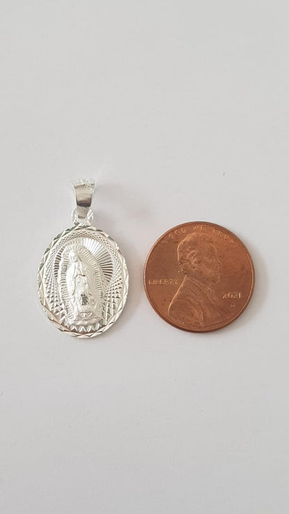 Medalla Virgen de Guadalupe con cadena - Plata esterlina 925