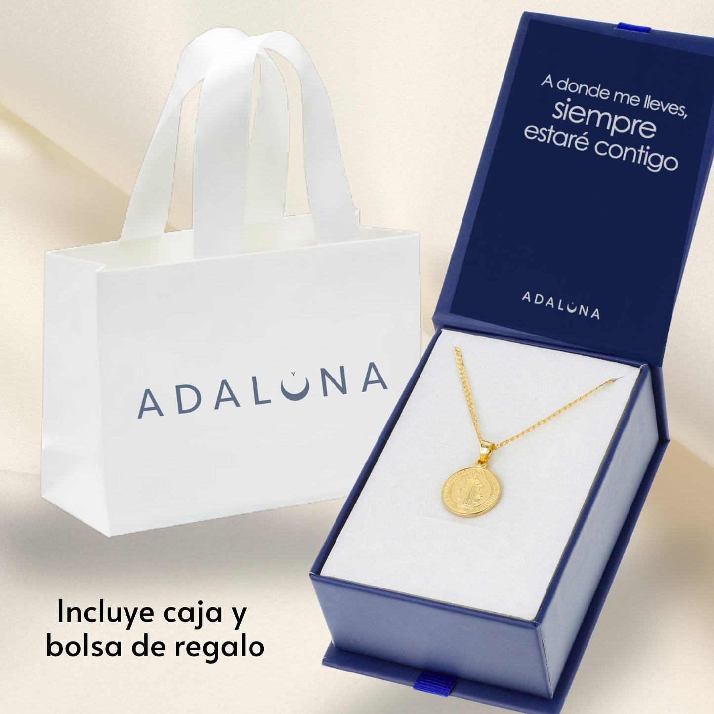 Medalla San Benito con cadena - Oro 14K laminado