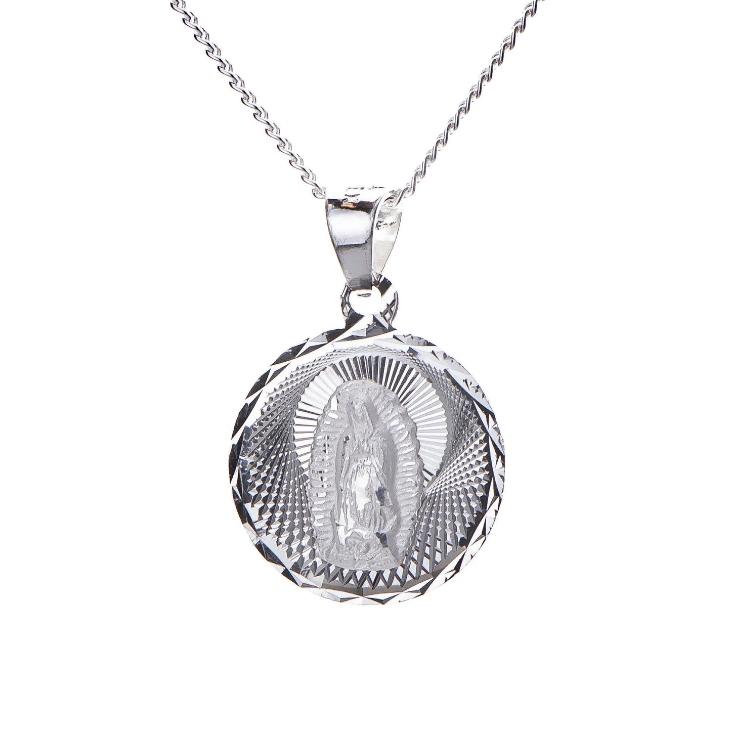 Medalla Virgen de Guadalupe con cadena - Plata esterlina 925