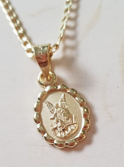 Medalla Ángel de la Guarda con cadena - Oro 14K laminado