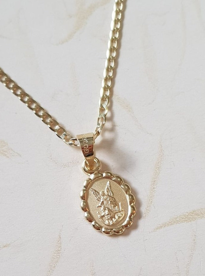 Medalla Ángel de la Guarda con cadena - Oro 14K laminado