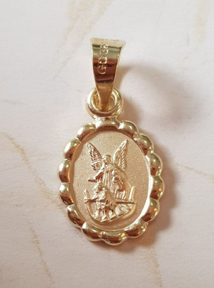 Medalla Ángel de la Guarda con cadena - Oro 14K laminado