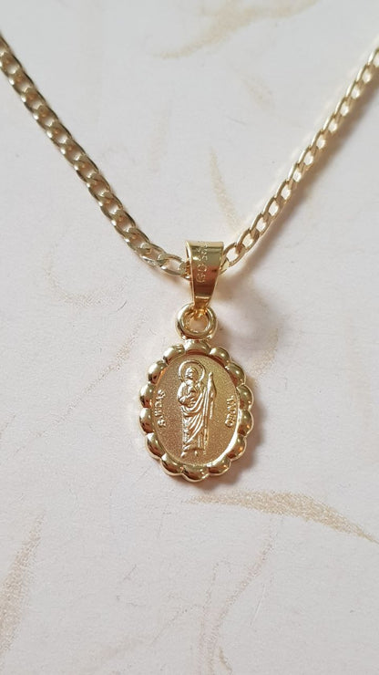 Medalla San Judas con cadena - Oro 14k laminado