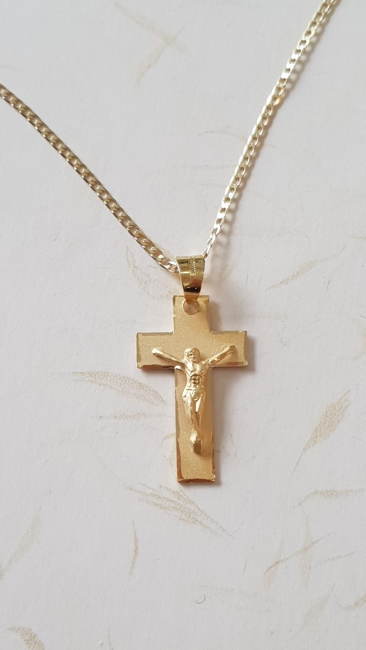 Cruz Cristo con cadena - Oro 14K Laminado - Modelo C-7