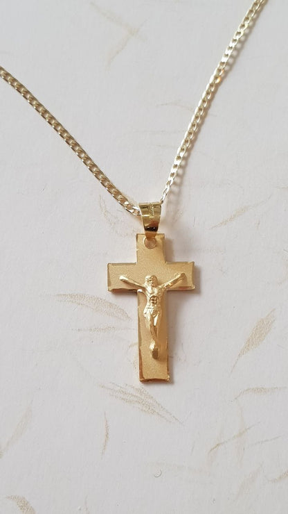 Cruz Cristo con cadena - Oro 14K Laminado - Modelo C-7