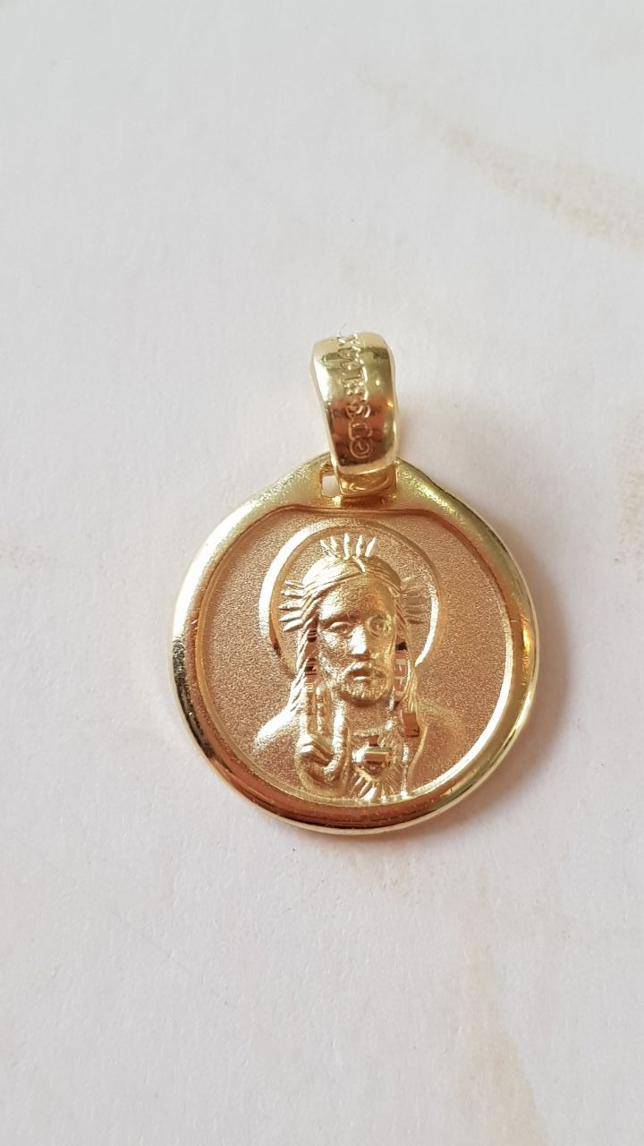 Medalla Sagrado Corazón de Jesús con cadena - Oro 14k Laminado - BL7