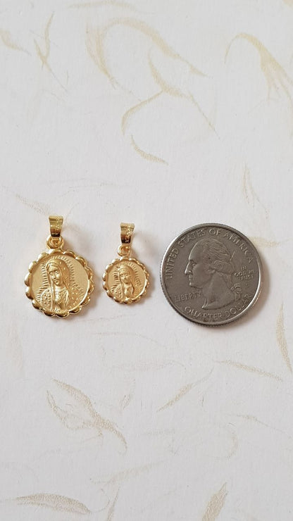 Medalla Rostro Virgen de Guadalupe con cadena - Oro 14k Laminado - Turín