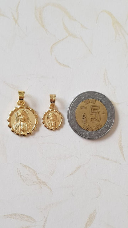 Medalla Rostro Virgen de Guadalupe con cadena - Oro 14k Laminado - Turín