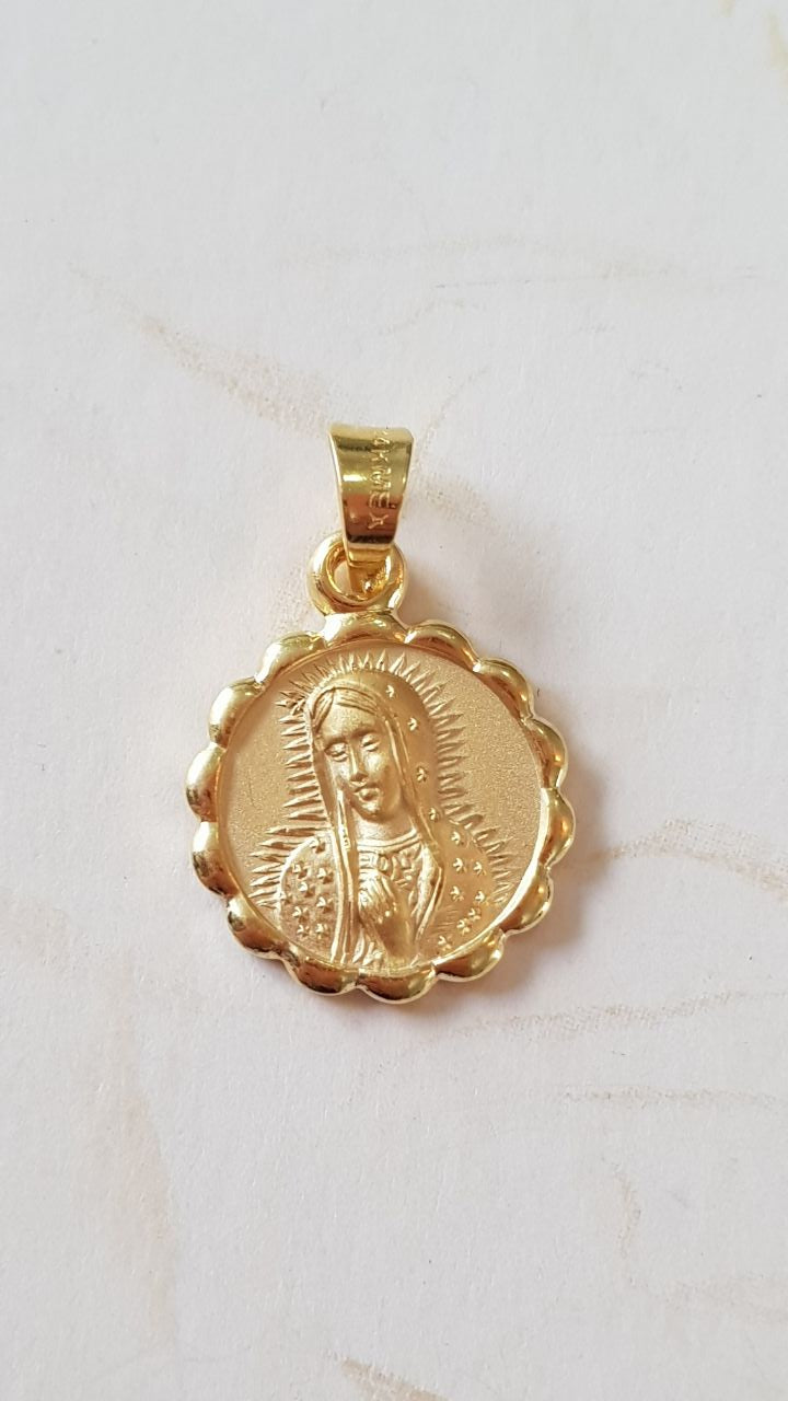 Medalla Rostro Virgen de Guadalupe con cadena - Oro 14k Laminado - Turín