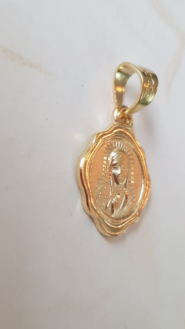 Medalla Rostro Virgen de Guadalupe con cadena - Oro 14k Laminado -Florencia