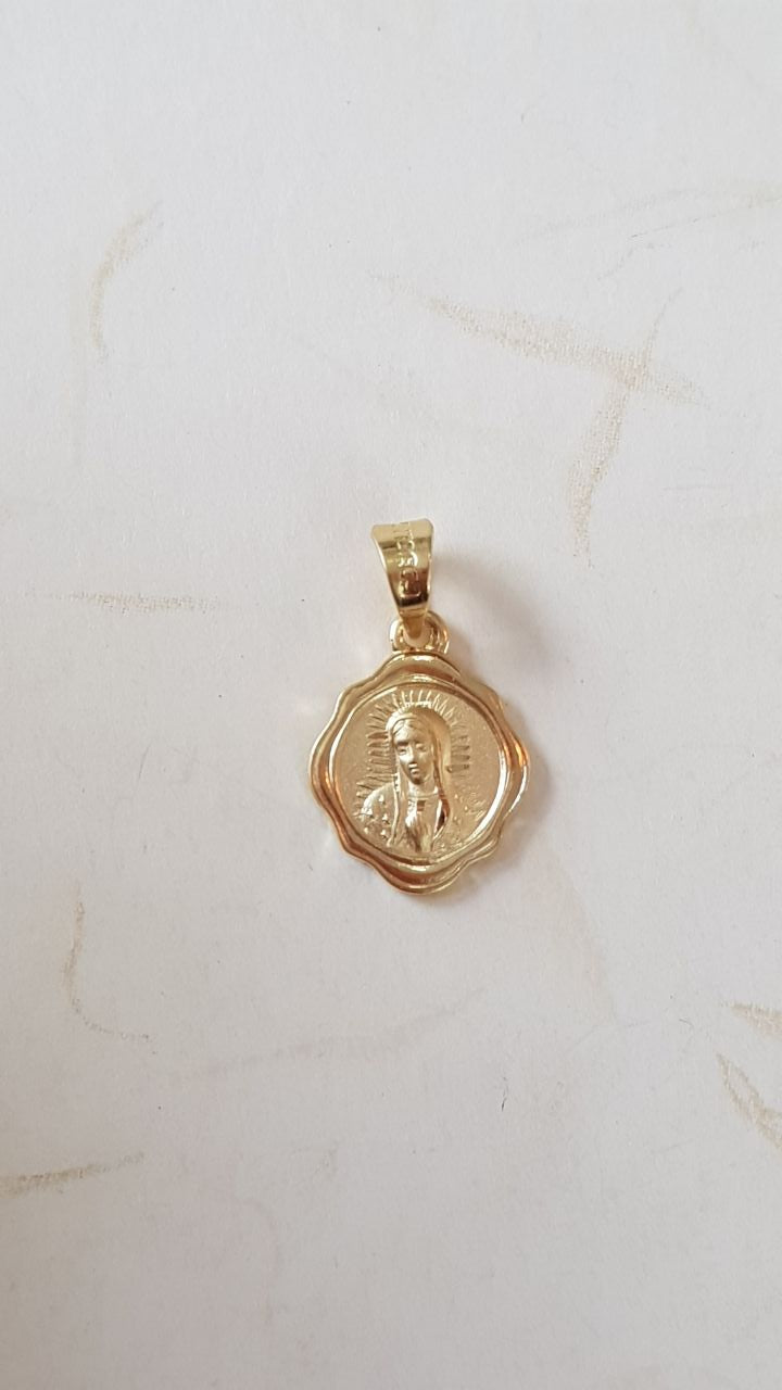 Medalla Rostro Virgen de Guadalupe con cadena - Oro 14k Laminado -Florencia