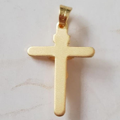 Cruz delgada Cristo con cadena - Oro 14K Laminado