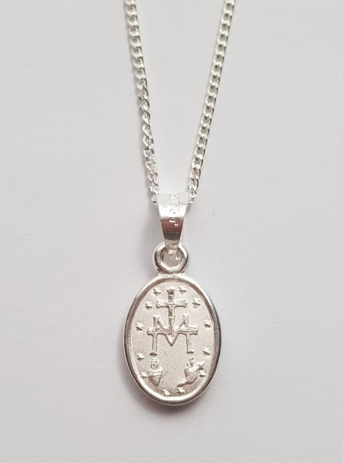 Medalla Virgen Milagrosa con cadena - Plata esterlina 925