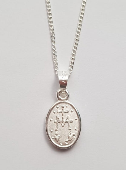 Medalla Virgen Milagrosa con cadena - Plata esterlina 925