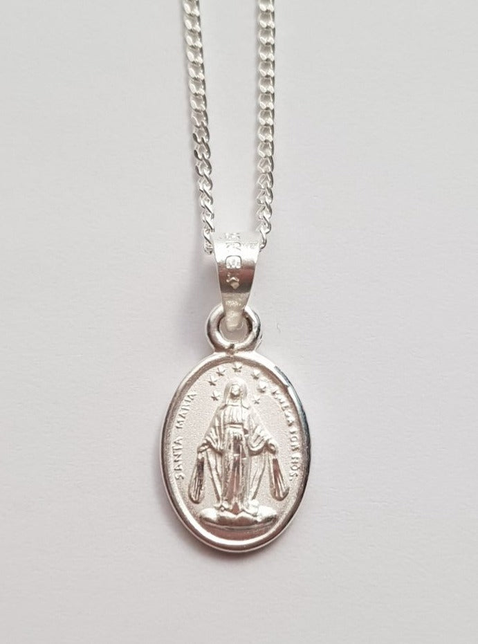 Medalla Virgen Milagrosa con cadena - Plata esterlina 925