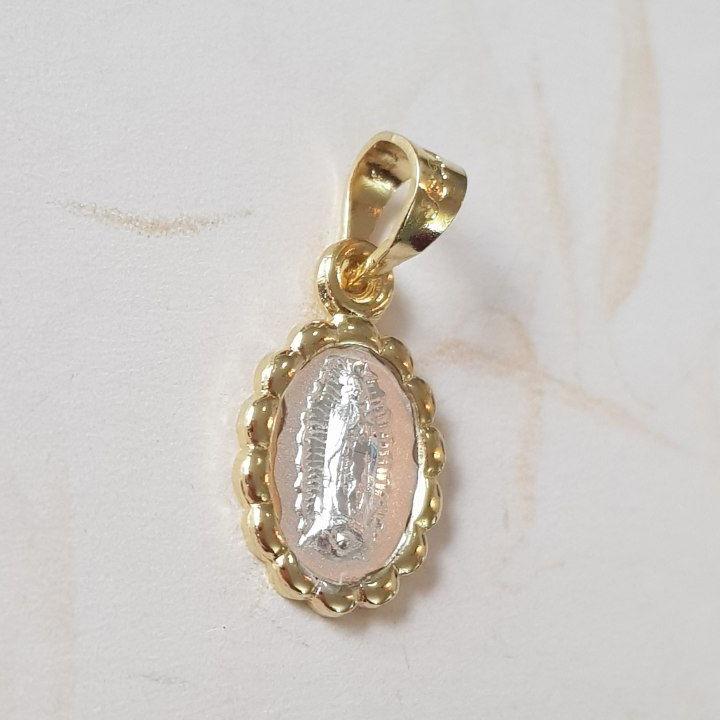 Medalla Virgen de Guadalupe con cadena - Plata esterlina 925 y Baño de Oro 14k