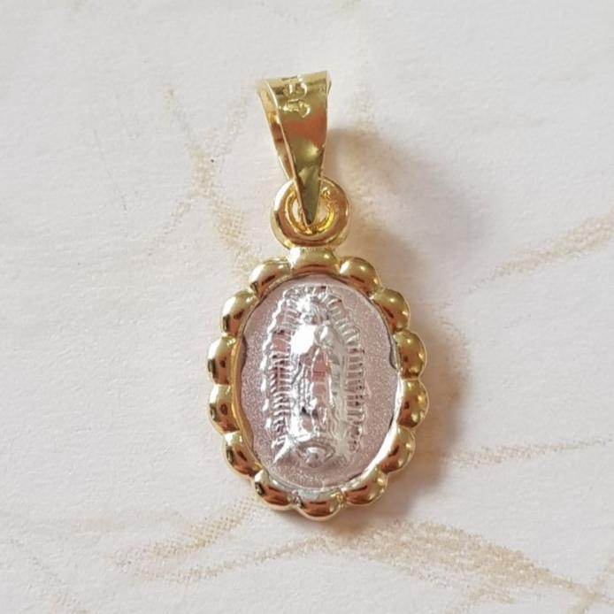 Medalla Virgen de Guadalupe con cadena - Plata esterlina 925 y Baño de Oro 14k