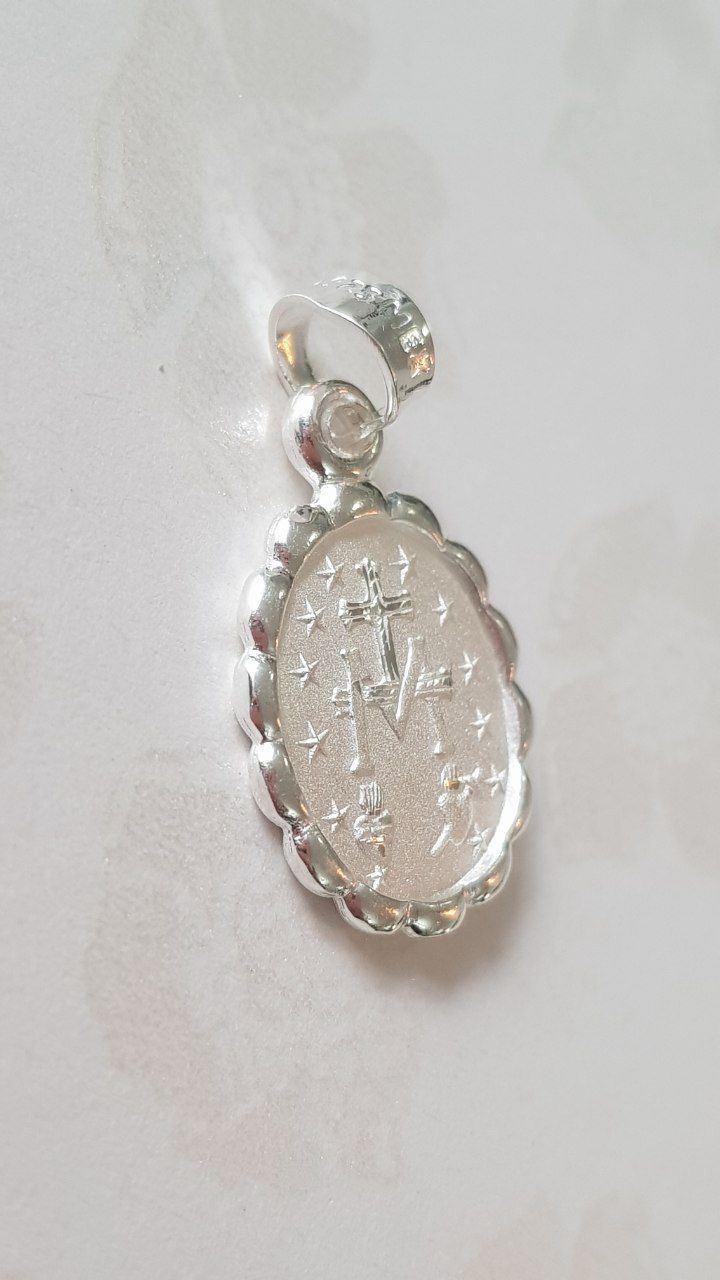 Medalla Virgen de la medalla Milagrosa con cadena - Plata esterlina 925