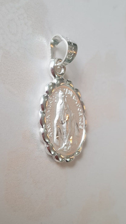 Medalla Virgen de la medalla Milagrosa con cadena - Plata esterlina 925