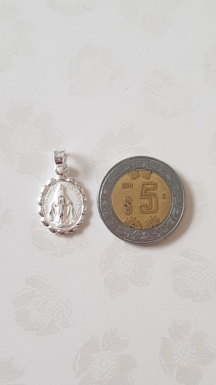 Medalla Virgen de la medalla Milagrosa con cadena - Plata esterlina 925