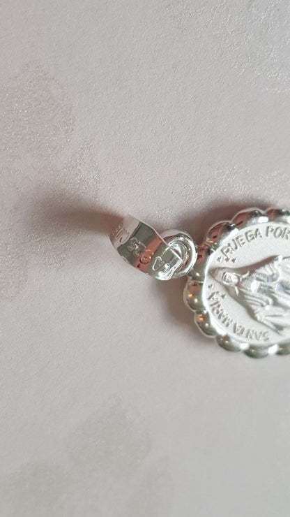 Medalla Virgen de la medalla Milagrosa con cadena - Plata esterlina 925