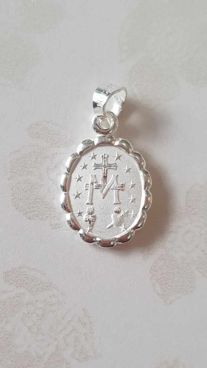 Medalla Virgen de la medalla Milagrosa con cadena - Plata esterlina 925
