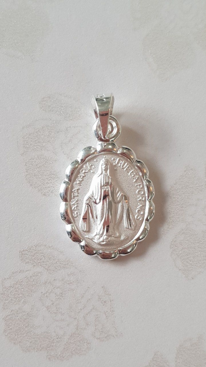 Medalla Virgen de la medalla Milagrosa con cadena - Plata esterlina 925