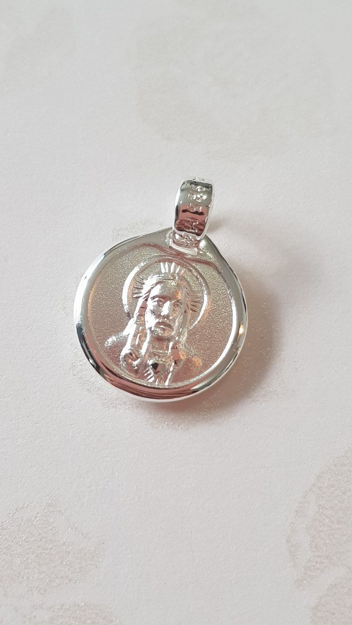 Medalla Sagrado Corazón de Jesús con cadena - Plata 925