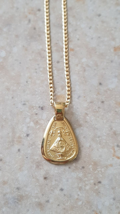 Medalla Virgen San Juan de los Lagos con cadena - Oro 14K laminado