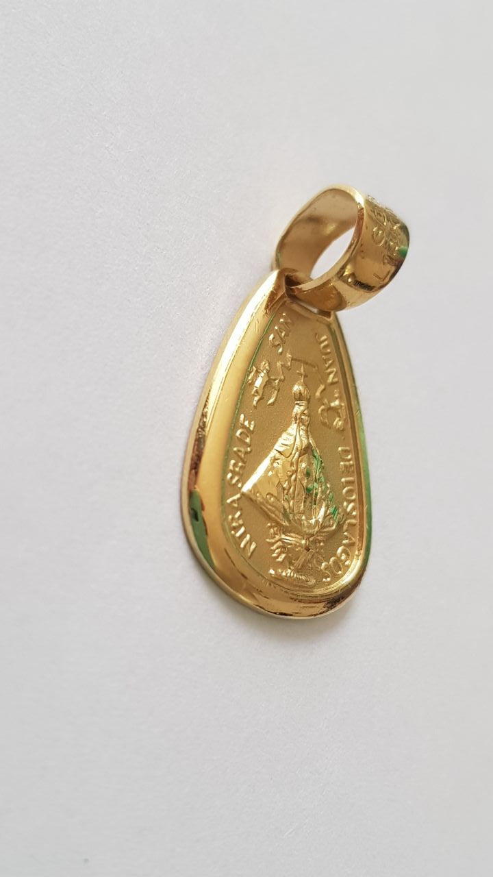 Medalla Virgen San Juan de los Lagos con cadena - Oro 14K laminado